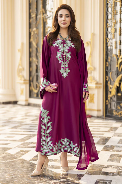 Reshmi RA10 Embroidered 3-Piece Premium Cotton Suit with Chiffon Dupatta | Premium Party Wear - Image 3