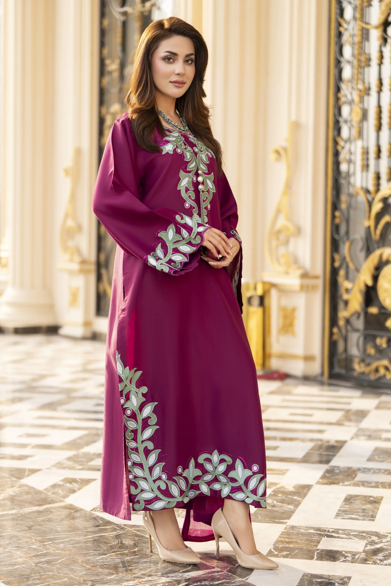 Reshmi RA10 Embroidered 3-Piece Premium Cotton Suit with Chiffon Dupatta | Premium Party Wear - Image 4