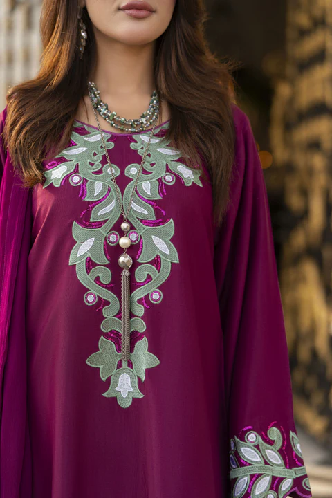 Reshmi RA10 Embroidered 3-Piece Premium Cotton Suit with Chiffon Dupatta | Premium Party Wear - Image 7