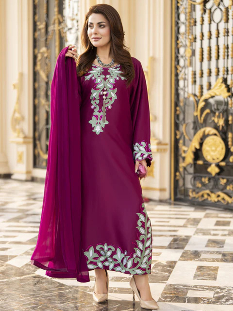Reshmi RA10 Embroidered 3-Piece Premium Cotton Suit with Chiffon Dupatta | Premium Party Wear